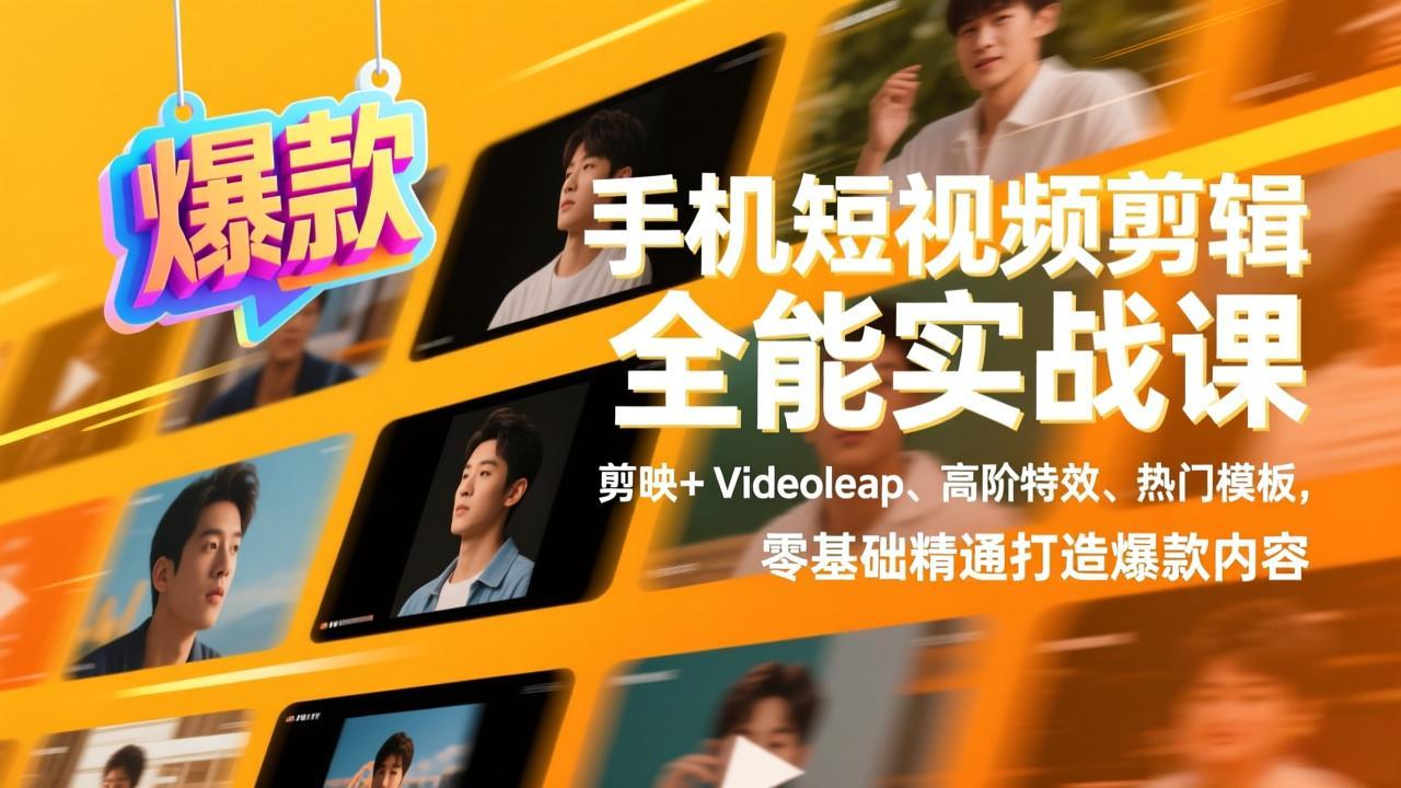手机短视频剪辑全能实战课，剪映+Videoleap、高阶特效、热门模板，零基础精通打造爆款内容-识享社