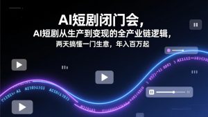 AI短剧闭门会，AI短剧从生产到变现的全产业链逻辑，两天搞懂一门生意，年入百万起-识享社