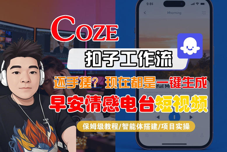 【Coze工作流搭建实操教程】【coze】早安情感电台日签视频还在手动做？用扣子工作流自动生成，省时90%-识享社