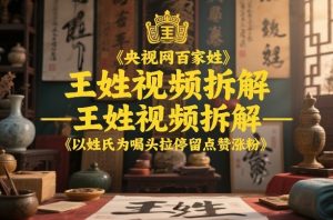 央视网百家姓–王姓视频拆解，以姓氏为噱头拉停留点赞涨粉-识享社