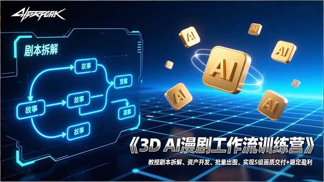 3D AI漫剧工作流训练营:教授剧本拆解、资产开发、批量出图,实现S级画质交付+稳定盈利-识享社