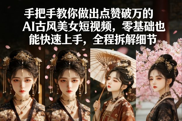 手把手教你做出点赞破万的AI古风美女短视频，零基础也能快速上手，全程拆解细节-识享社