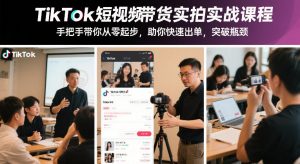 TikTok短视频带货实拍实战课程，手把手带你从零起步，助你快速出单，突破瓶颈-识享社