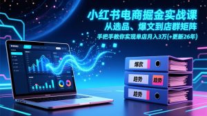 小红书电商掘金实战课,从选品、爆文到店群矩阵,手把手教你实现单店月入3万+(更新26年-识享社