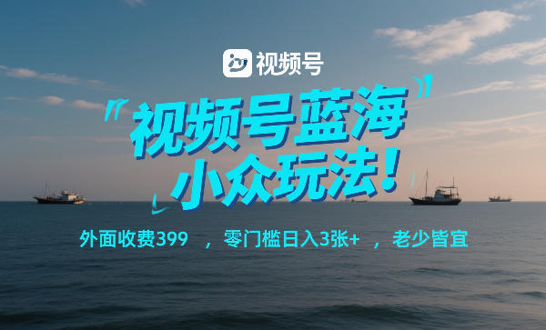 视频号蓝海小众玩法!外面收费399,零门槛日入3张+,老少皆宜-识享社