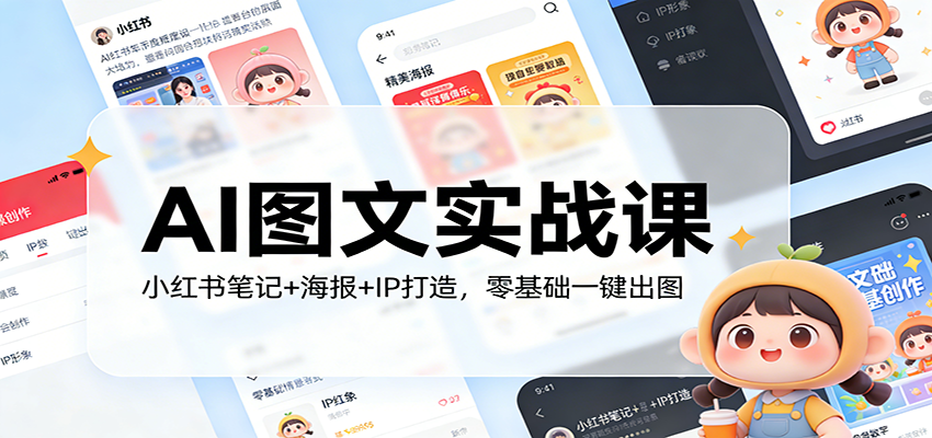 图片[1]-AI图文实战课：小红书笔记+海报+IP打造，零基础一键出图-识享社