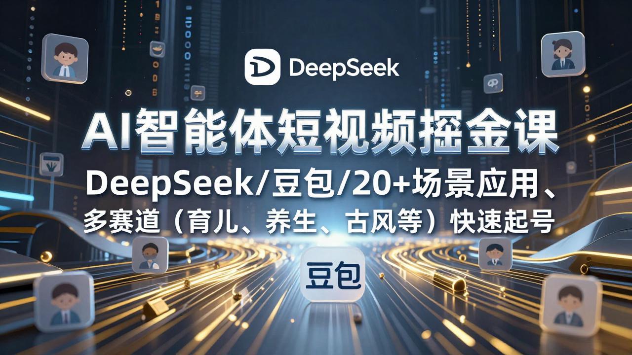 AI智能体短视频掘金课,DeepSeek/豆包/20+场景应用、多赛道(育儿、养生、古风等-识享社