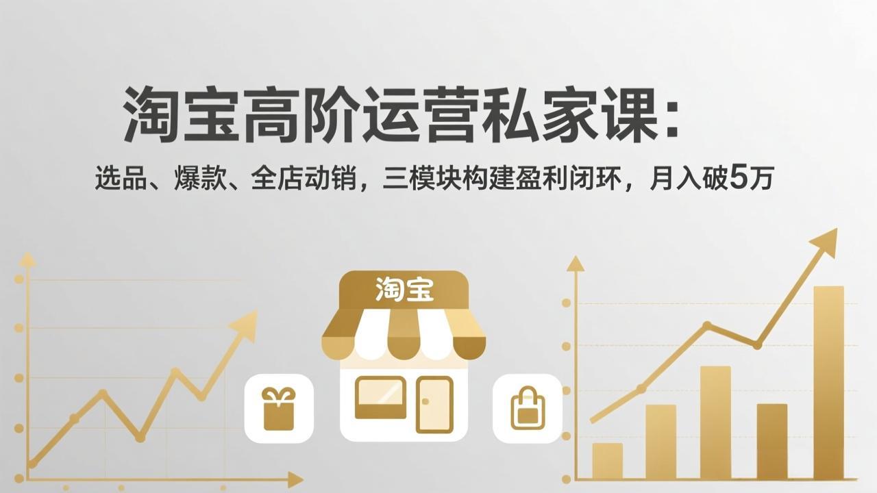 淘宝高阶运营私家课:选品、爆款、全店动销,三模块构建盈利闭环,月入破5万(更新26年2月-识享社