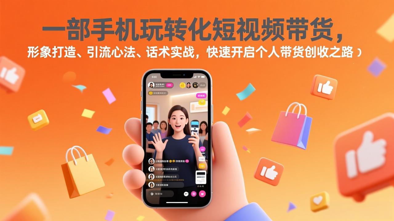 一部手机玩转化短视频带货,形象打造、引流心法、话术实战,快速开启个人带货创收之路-识享社