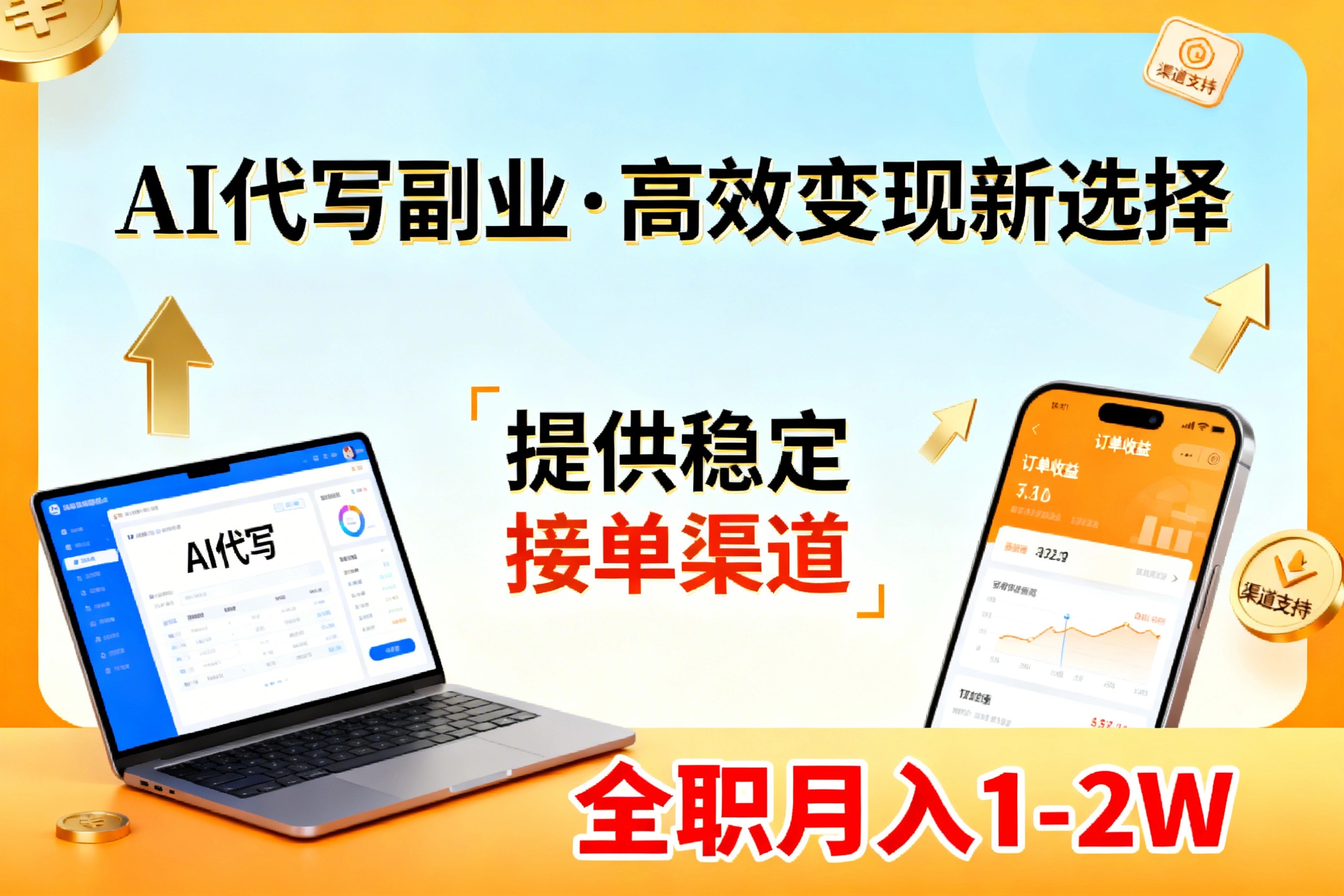 AI代写副业，高效变现，提供渠道，永不失业副业兼职 全职月入1-2W【SOP手册】-识享社