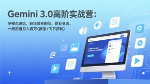 Gemini 3.0高阶实战营:多模态通吃、职场效率翻倍、副业变现,一周跑通月入两万(教程+飞书资料-识享社