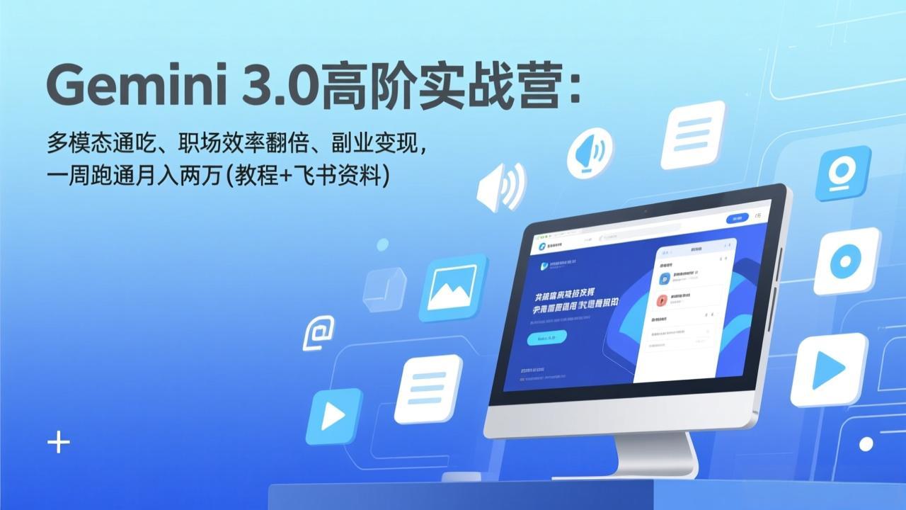 Gemini 3.0高阶实战营:多模态通吃、职场效率翻倍、副业变现,一周跑通月入两万(教程+飞书资料-识享社
