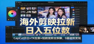 海外剪映拉新日入五位数：CapCut开白+TK拉新+短剧混剪全拆解，0基础到变现-识享社