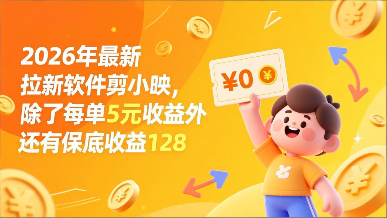 最新拉新软件剪小映，除了每单5元收益外还有保底收益128-识享社