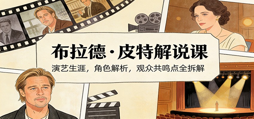 演员说-布拉德.皮特解说课：演艺生涯，角色解析，观众共鸣点全拆解-识享社