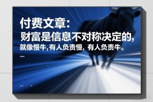 付费文章:财富是信息不对称决定的,就像慢牛,有人负责慢,有人负责牛-识享社
