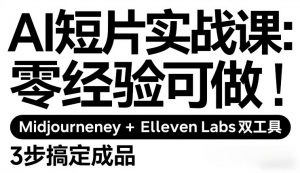 AI短片实战课:零经验可做,Midjourney+ElevenLabs双工具,3步搞定成品-识享社