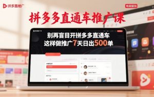 拼多多直通车推广课,别再盲目开拼多多直通车,这样做推广7天日出500单-识享社
