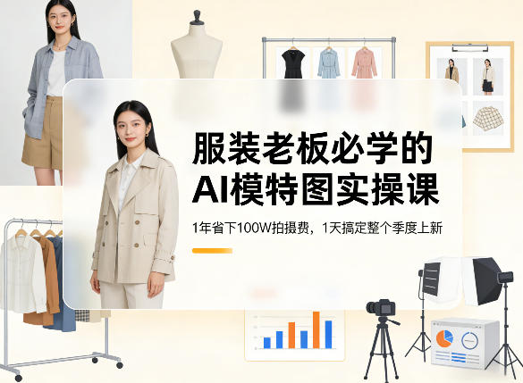 服装老板必学的AI模特图实操课,1年省下100W拍摄费,1天搞定整个季度上新-识享社