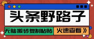 头条单账号日收益300+野路子玩法赛道，无脑搬砖复制粘贴，保姆级教程-识享社