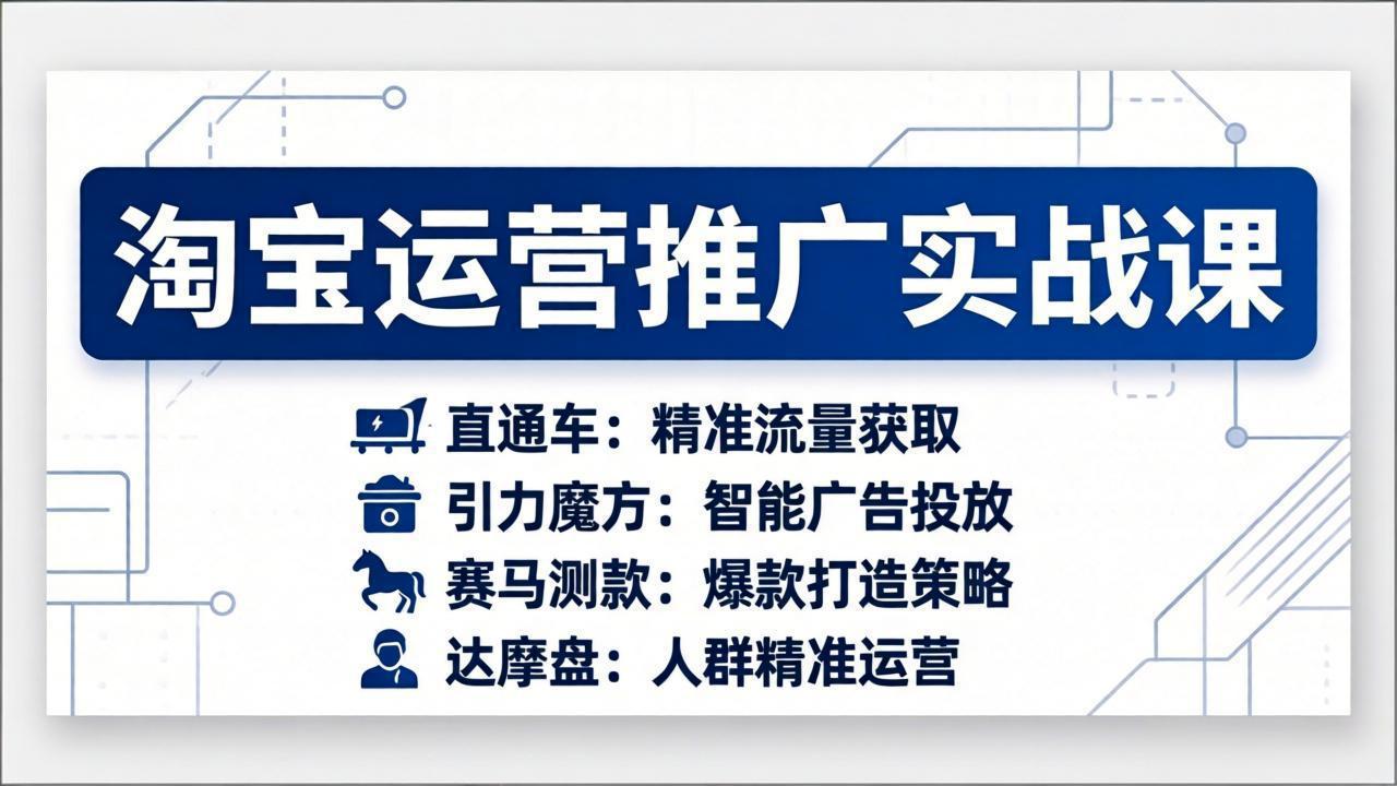 淘宝运营推广实战课，直通车+引力魔方+赛马测款+达摩盘人群推广等(更新26年3月-识享社