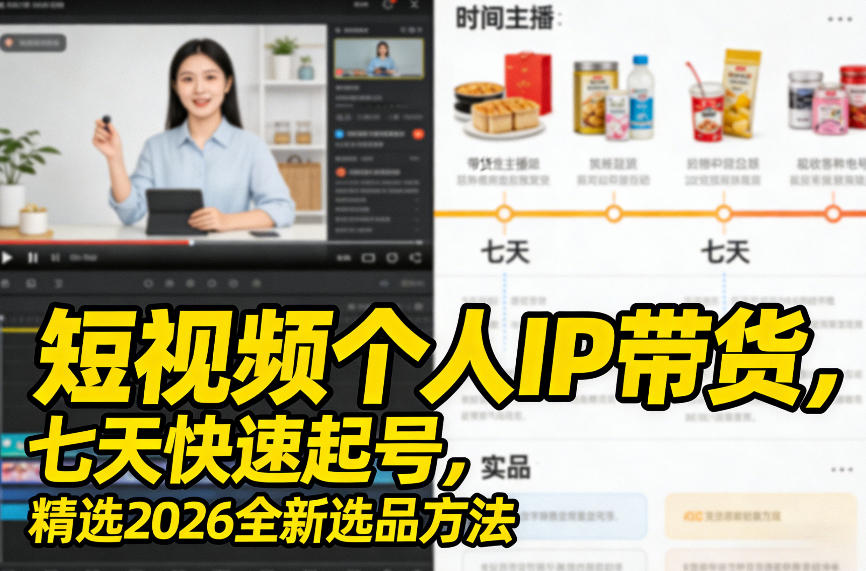 短视频个人IP带货,七天快速起号,精选2026全新选品方法-识享社