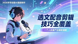 2026字字动画AI漫剧制作-1期,选文配音剪辑技巧全覆盖,一个人就能批量产出爆款漫剧-识享社