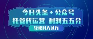 今日头条+公众号双重代运营模式，每天花费十分钟发布，单日稳定变现3张+【揭秘】-识享社