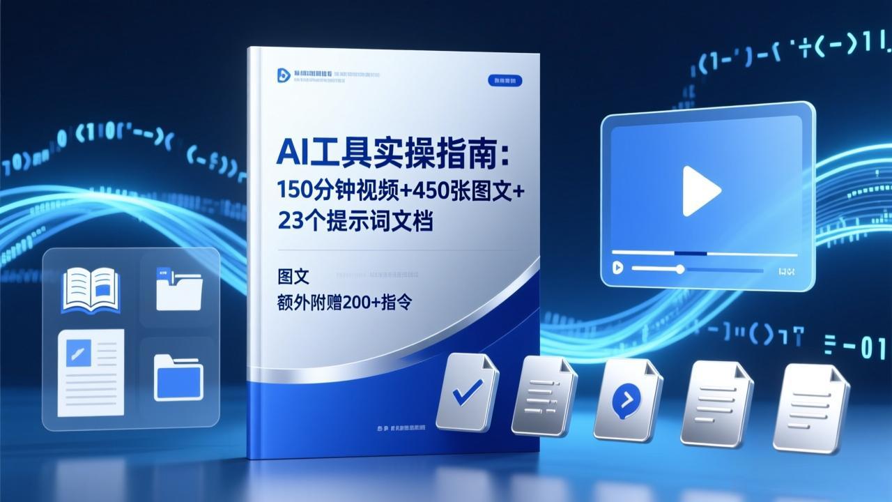 AI工具实操指南:150分钟视频+450张图文+23个提示词文档,额外附赠200+指令-识享社