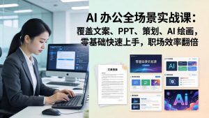 AI 办公全场景实战课:覆盖文案、PPT、策划、AI 绘画,零基础快速上手,职场效率翻倍-识享社