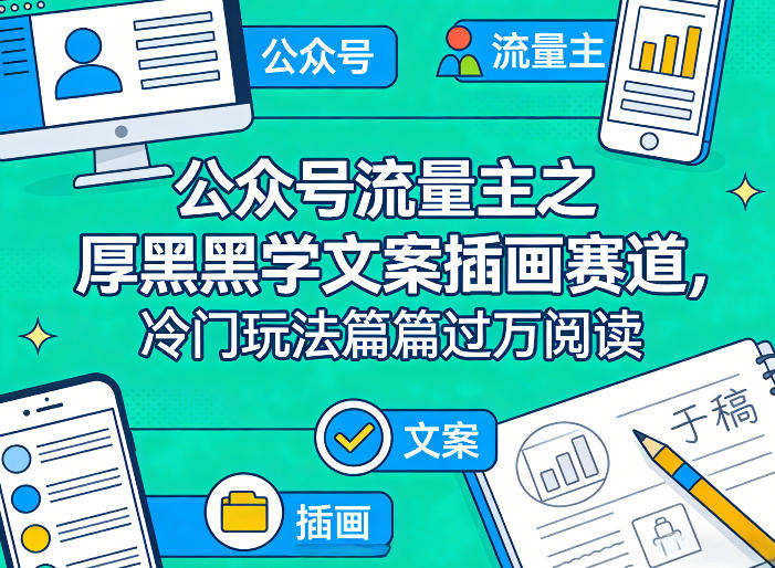 公众号流量主之厚黑学文案插画赛道，冷门玩法篇篇过万阅读-识享社