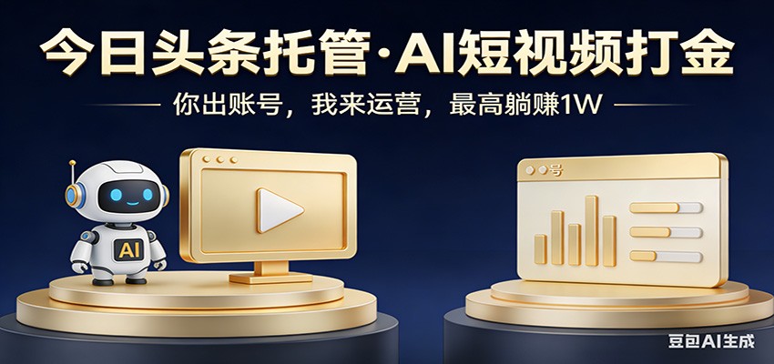 头条号AI托管，我提供作品，你提供账号，每天5分钟发布，小白躺赚3000+-识享社