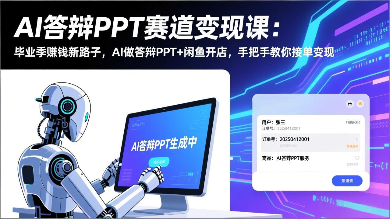 AI答辩PPT赛道变现课:毕业季赚钱新路子,AI做答辩PPT+闲鱼开店,手把手教你接单变现-识享社