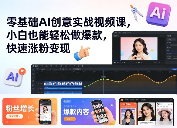 零基础AI创意实战视频课,小白也能轻松做爆款,快速涨粉变现-识享社