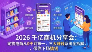 2026 千亿商机分享会：宠物电商从0干到第一，三大赚钱系统全拆解，带你下场搞钱-识享社