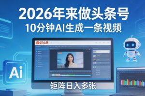 2026年来做头条号,10分钟AI生成一条视频,矩阵日入多张-识享社