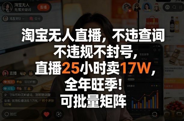 淘宝无人直播,不违规不封号,直播25小时卖17W,全年旺季!可批量矩阵【揭秘】-识享社