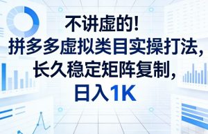 不讲虚的!拼多多虚拟类目实操打法,长久稳定矩阵复制,日入1K【揭秘】-识享社