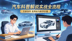 抖音汽车科普解说实战：文案+动画+画面处理+去水印全流程，打造专业汽车科普视频-识享社