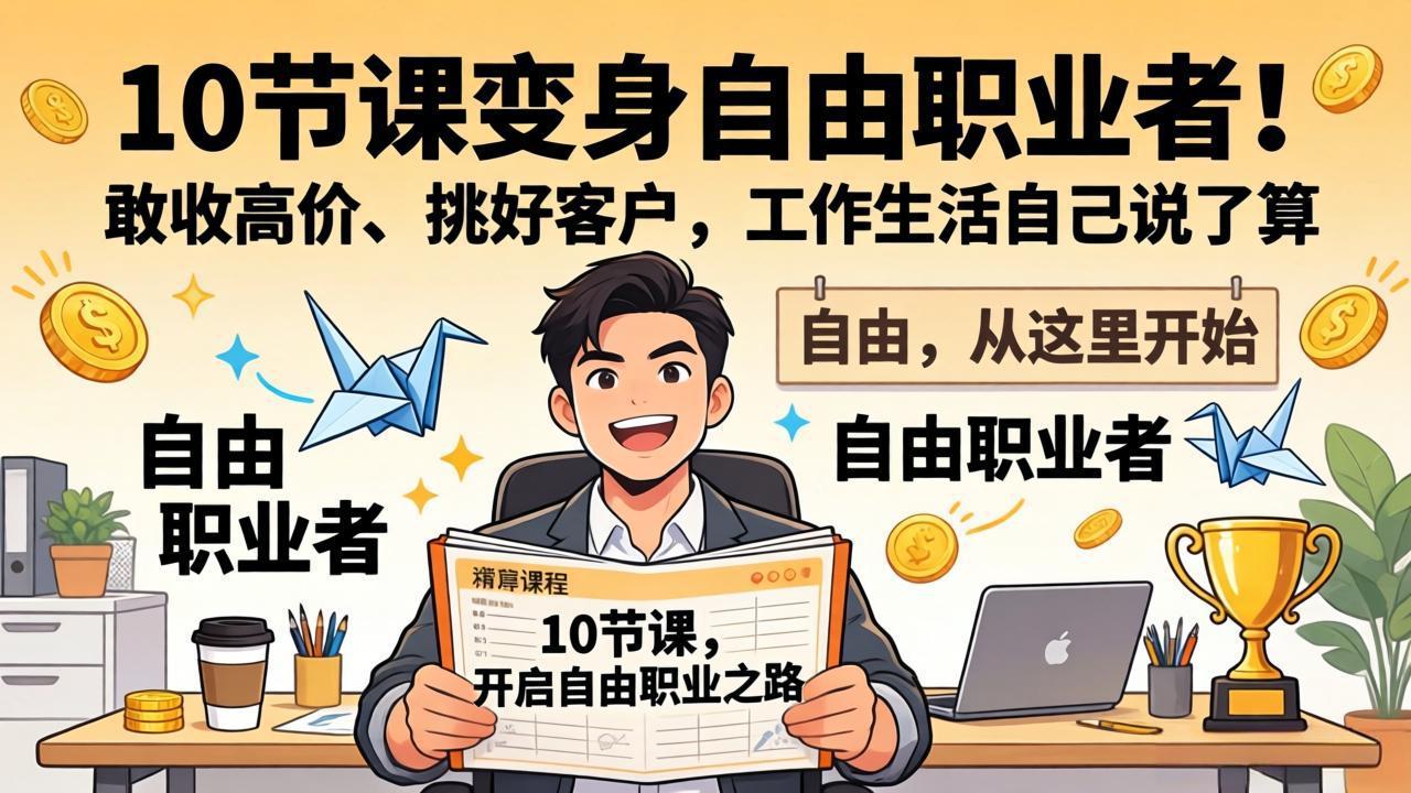 10 节课变身自由职业者！敢收高价、挑好客户，工作生活自己说了算-识享社