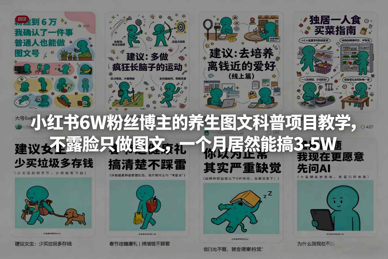 小红书6W粉丝博主的养生图文科普项目教学,不露脸只做图文,一个月居然能搞3-5W-识享社