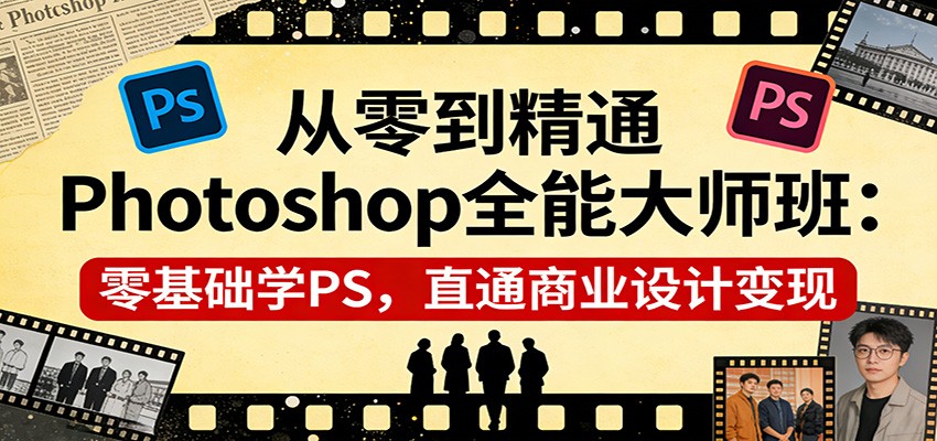 从零到精通Photoshop全能大师班:零基础学PS,直通商业设计变现-识享社