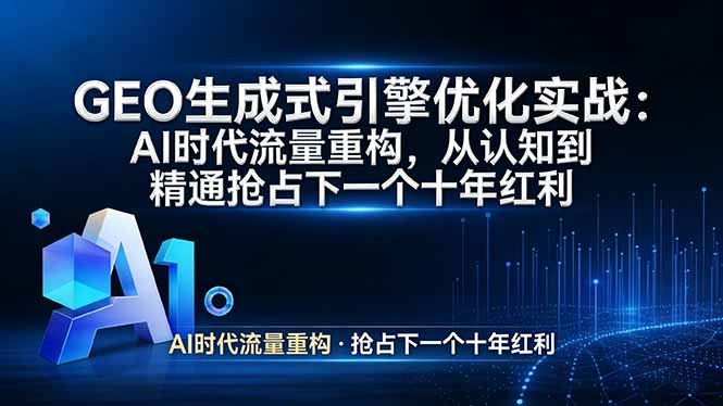GEO 生成式引擎优化实战:AI时代流量重构,从认知到精通抢占下一个十年红利-识享社