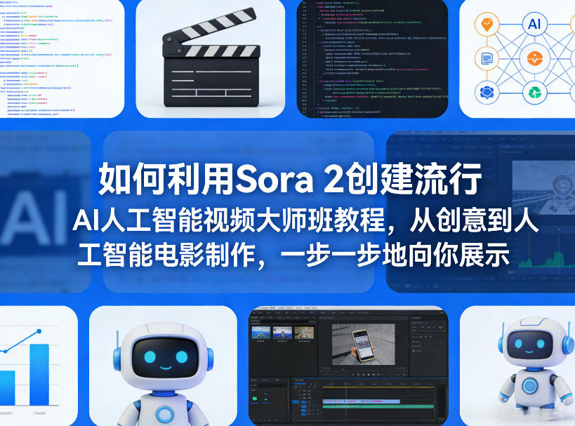 如何利用Sora 2创建流行AI人工智能视频大师班教程,从创意到人工智能电影制作,一步一步地向你展示-识享社