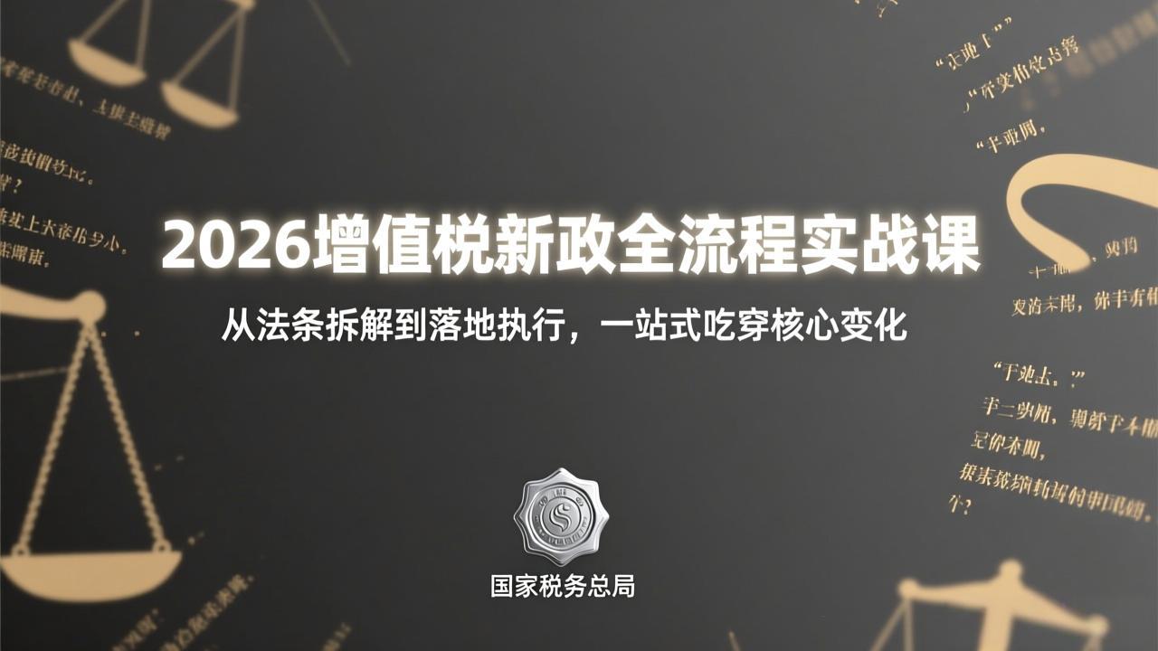 2026增值税新政全流程实战课:从法条拆解到落地执行,一站式吃透核心变化-识享社
