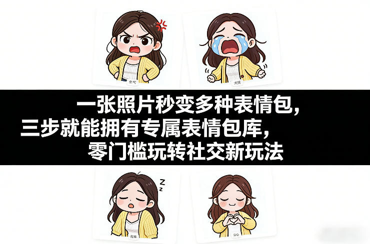 一张照片秒变多种表情包,三步就能拥有专属表情包库,零门槛玩转社交新玩法【文档】-识享社