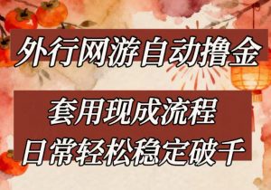 外行网游全自动撸金，套用现成流程，日常轻松稳定破千【揭秘】-识享社