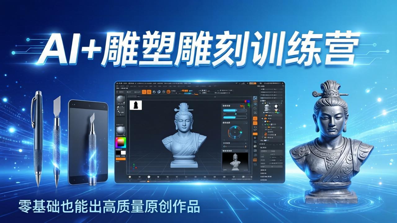 AI+雕塑雕刻训练营:从AI创作、大模型训练到3D雕刻 + 渲染,零基础也能出高质量原创作品-识享社