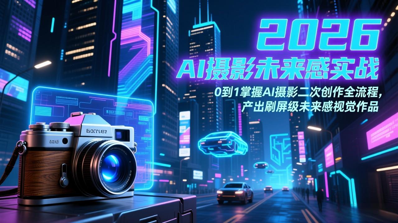 2026 AI摄影未来感实战:0到1掌握AI摄影二次创作全流程,产出刷屏级未来感视觉作品-识享社