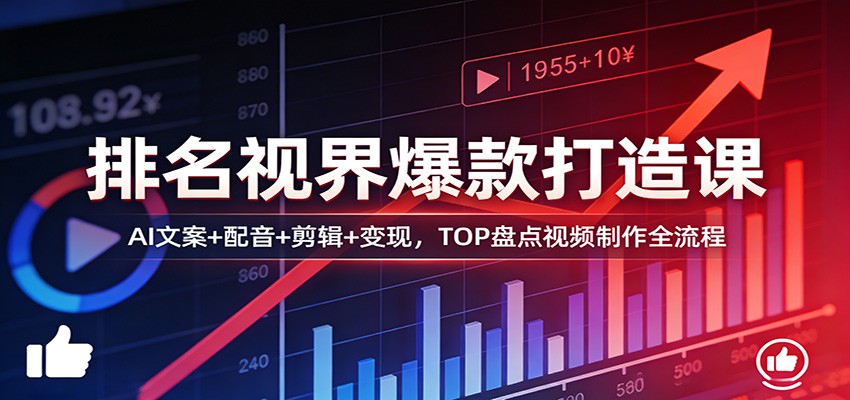 图片[1]-排名视界爆款打造课：AI文案+配音+剪辑+变现，TOP盘点视频制作全流程-识享社